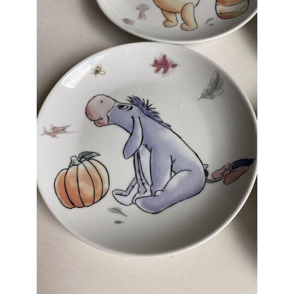 Set Of 4 DISNEY WINNIE The POOH APPETIZER DESSERT PLATES Autumn Fall Pumpkin NEW - Picture 6 of 10